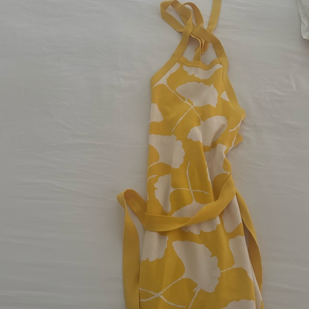 Diane Von Furstenberg x Target Yellow Ginkgo Midi Dress XS - Tie Strap XS